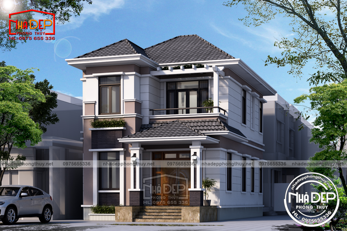 MẪU BIỆT THỰ 2 TẦNG MÁI NHẬT MẶT TIỀN 7,6M