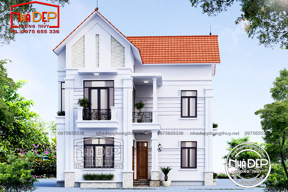 Biệt thự 2 tầng chữ L mái Thái hiện đại
